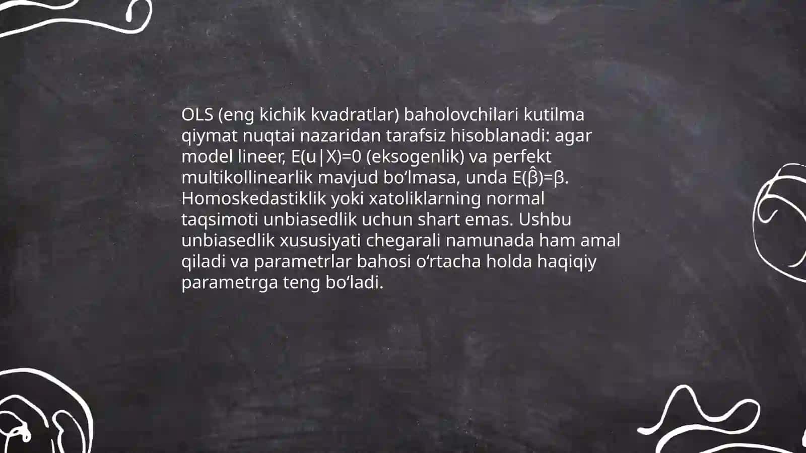 Regressiya tenglamaning parametrlarni baholarining xususiyatlari 3