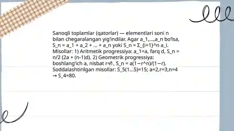 Sanoqli toplamlar (qatorlar) 3