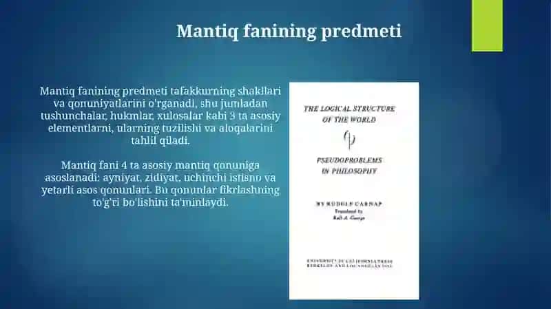 Mantiq fanining predmeti 3