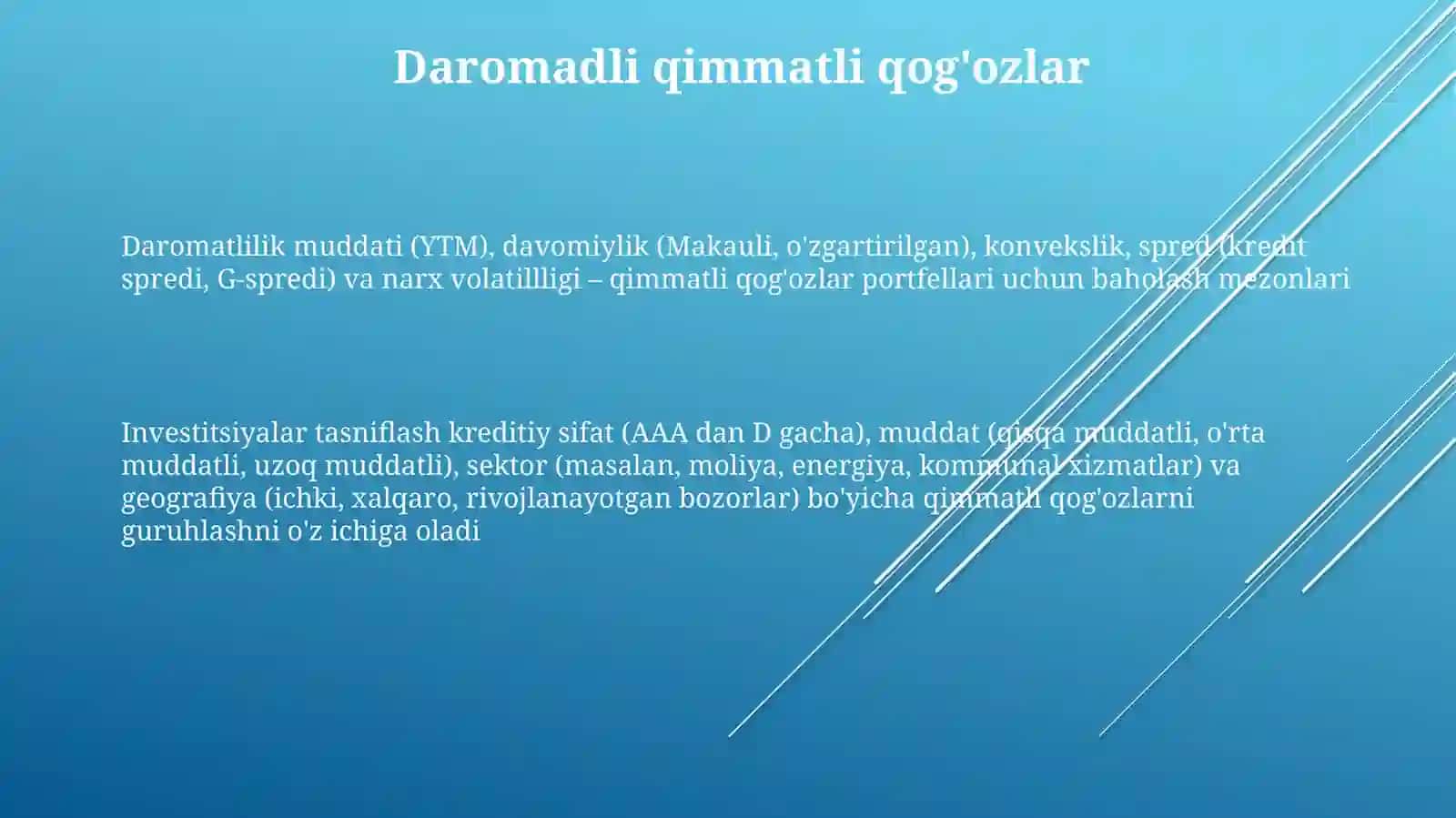 Investitsiyalarni turkumlash va baholash 3