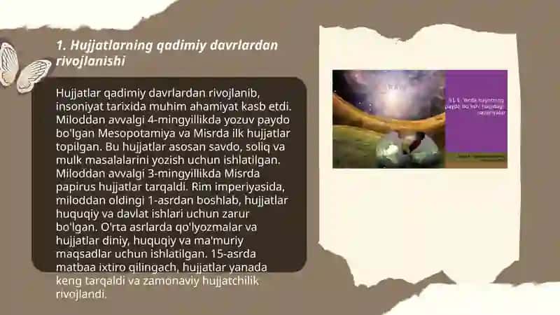 Hujjatlarning paydo bo'lishi va tarixi 3