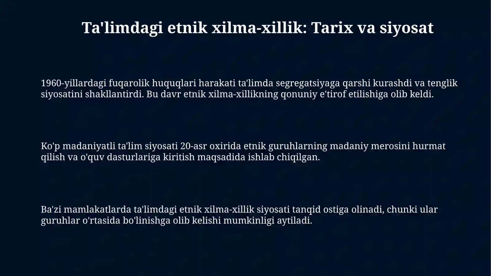 Ta'limdagi etnik xilma-xillik: Tarix va siyosat 3