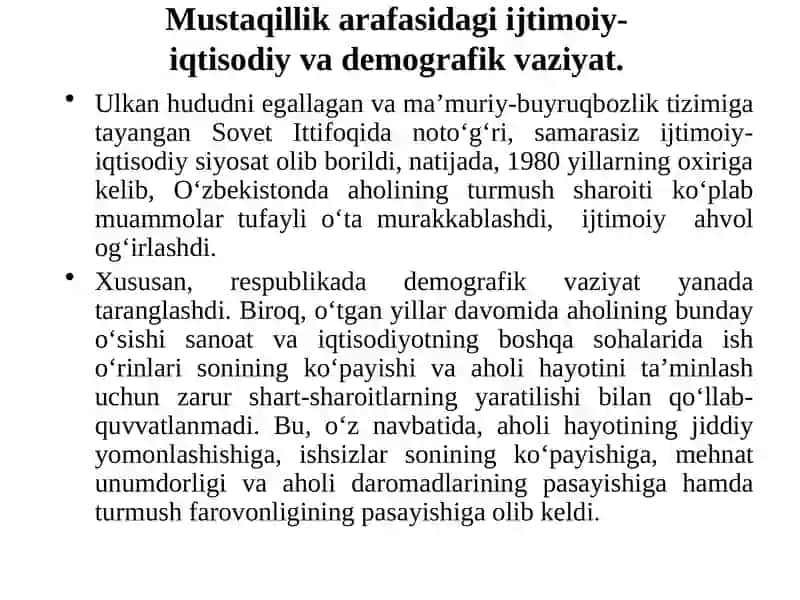 O‘zbekiston Respublikasida ijtimoiy-iqtisodiy o‘zgarishlar 3