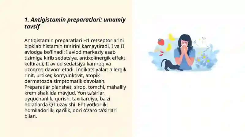 Antigistamin preparatlari: umumiy tavsif 3