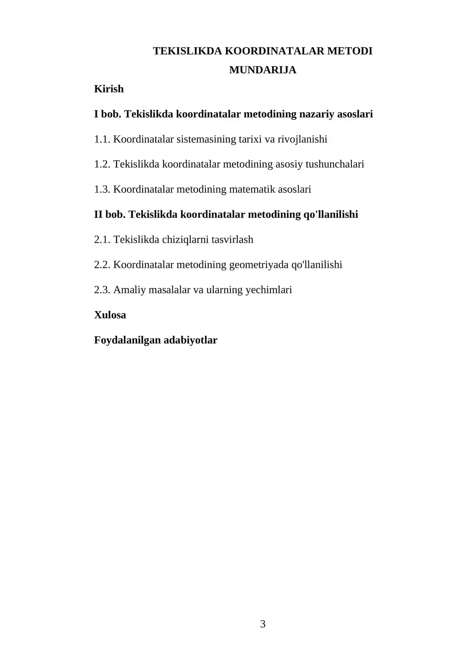 Tekislikda koordinatalar metodi 3