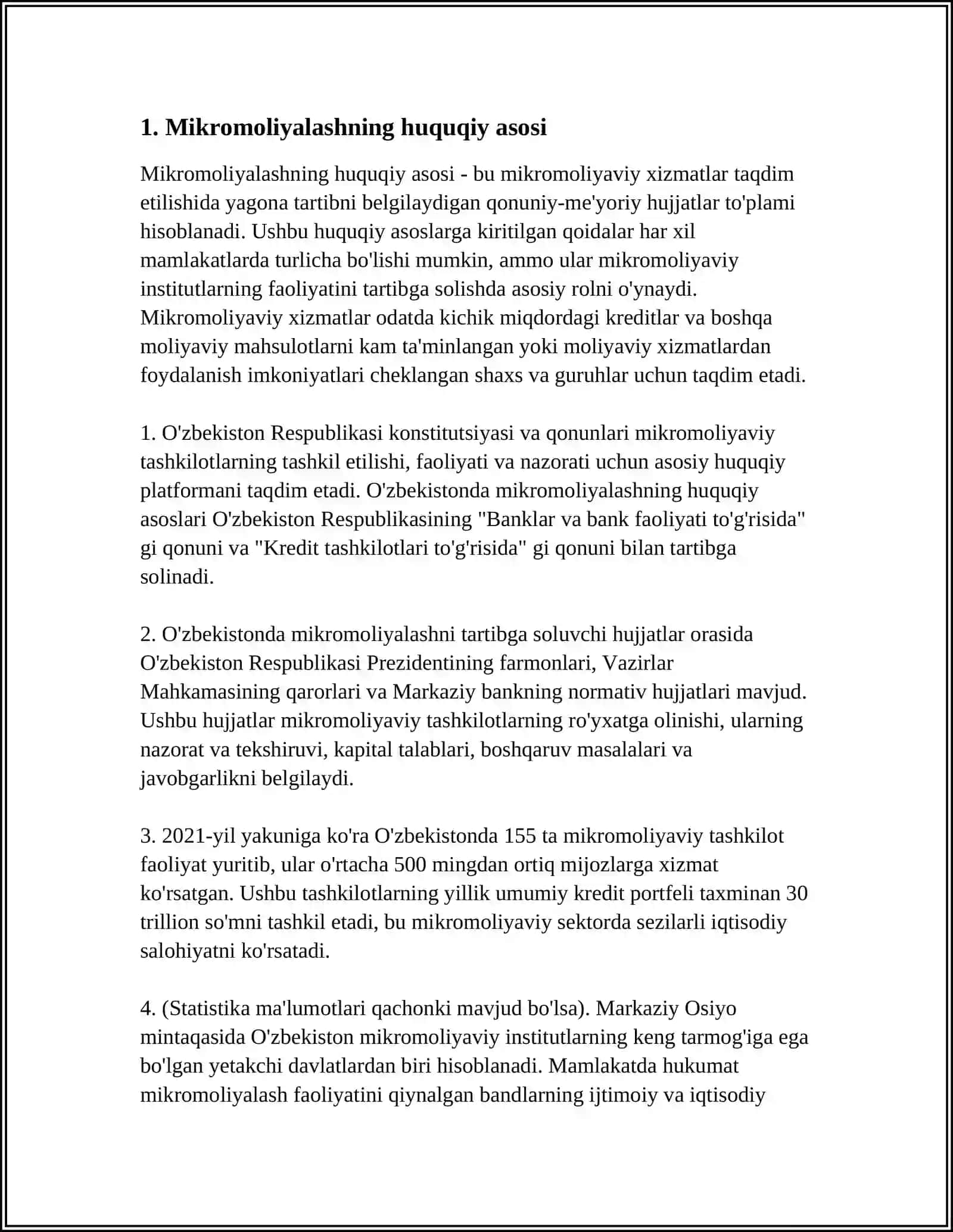 MIKROMOLIYALASH TO’G’RISIDA QONUNCHILIK 3