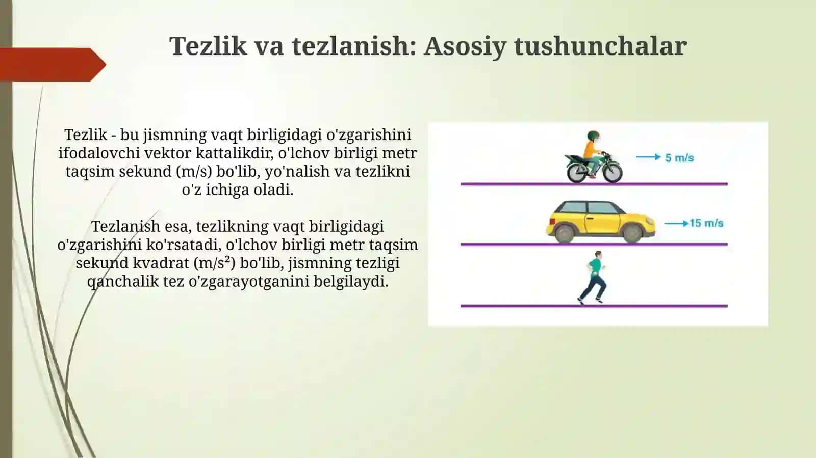 Moddiy nuqtaning tezligivatezlanishi 3