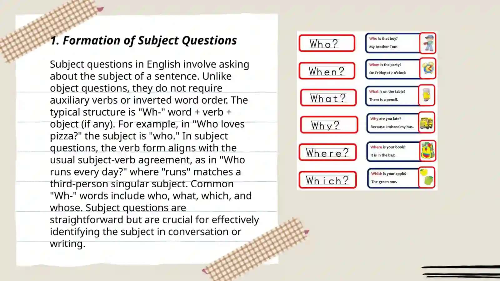 Formation of Subject Questions 3
