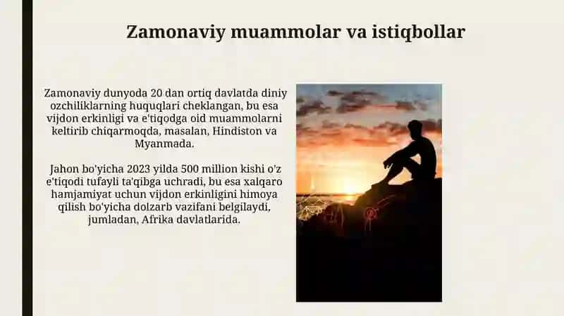 Vijdon va e'tiqod erkinligining ta'rifi 3