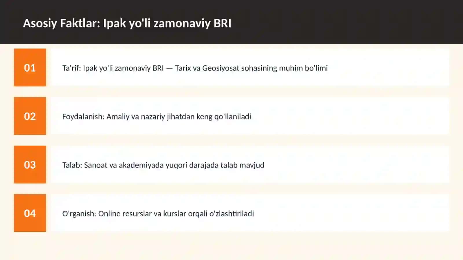 Ipak yo'li zamonaviy BRI 3