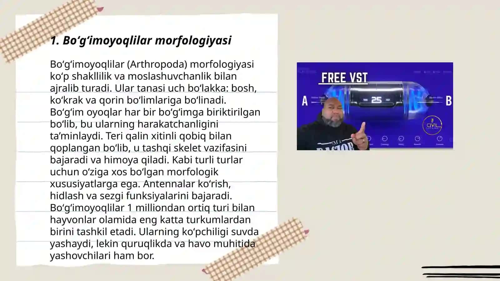 Boʻgʻimoyoqlilar sinfi Kanalar turkumi 3