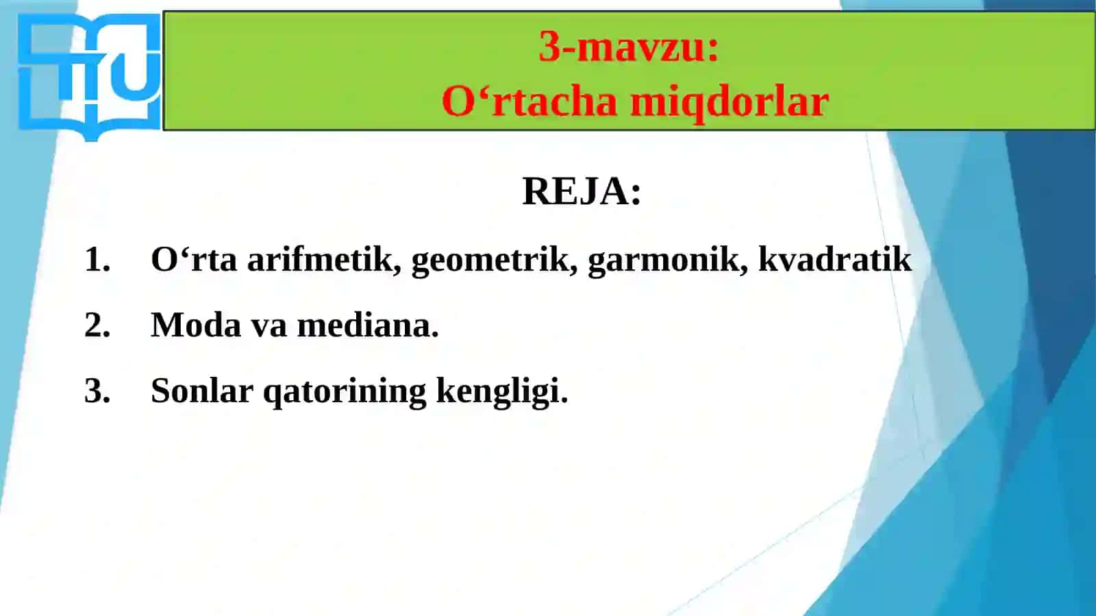 Matematik va statistika fanidan fanning tuzilishi 3