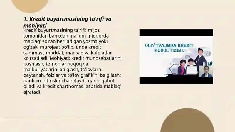 Kredit Buyurtmasi Haqida Tushuncha 3
