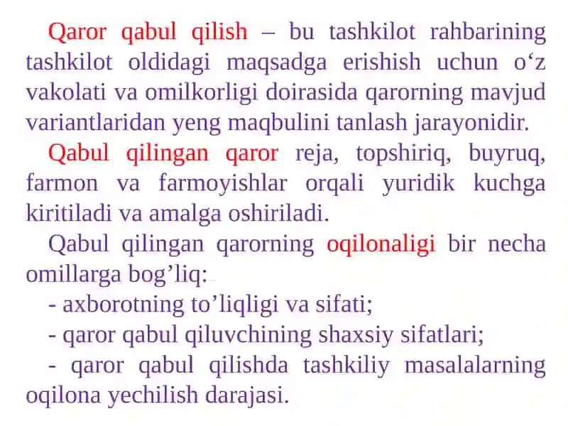 BOSHQARUV QARORLARINI QABUL QILISH 3