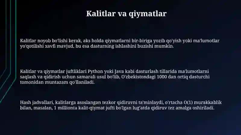 Lug‘atlar va ularni amalga oshirish. 3