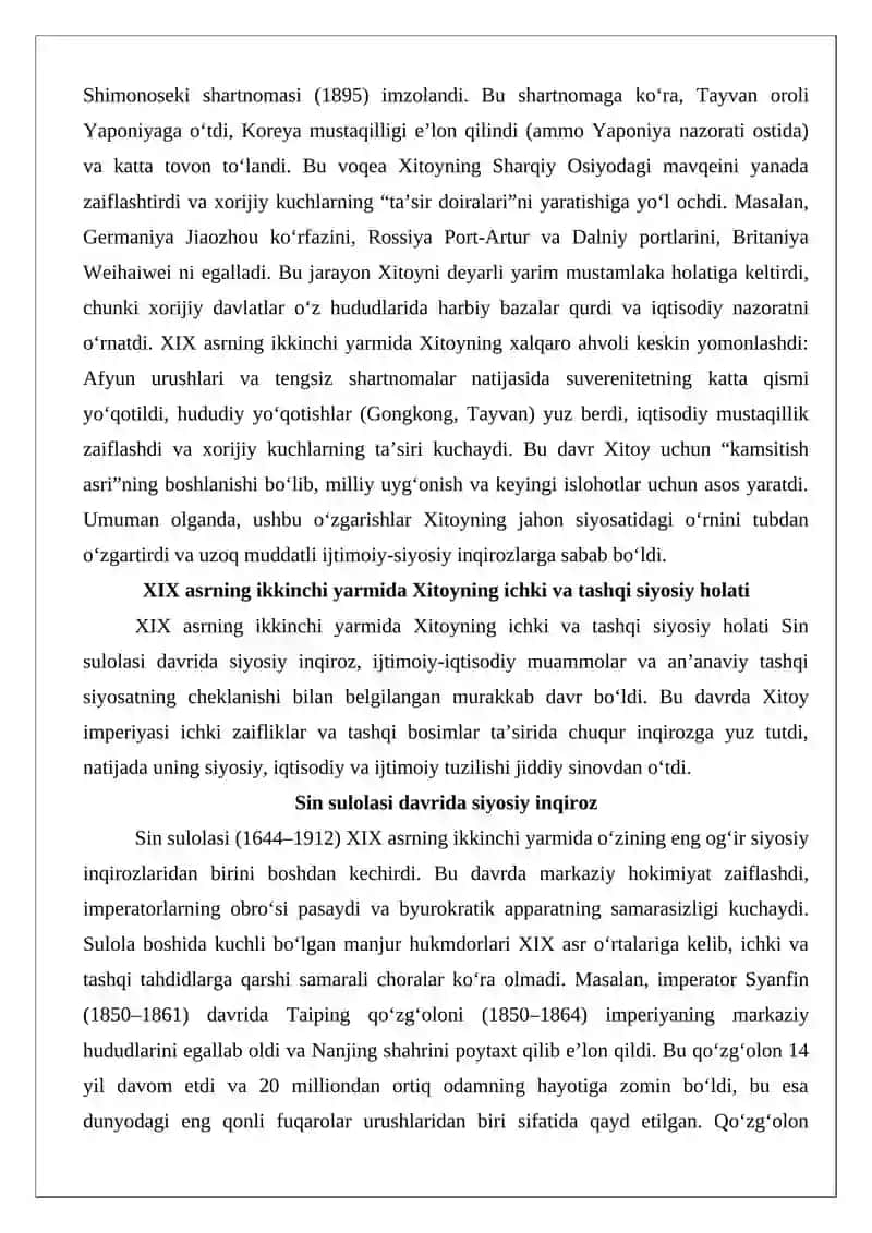 Xitoyning XIX asrning ikkinchi yarmida xalqaro ahvoli 3
