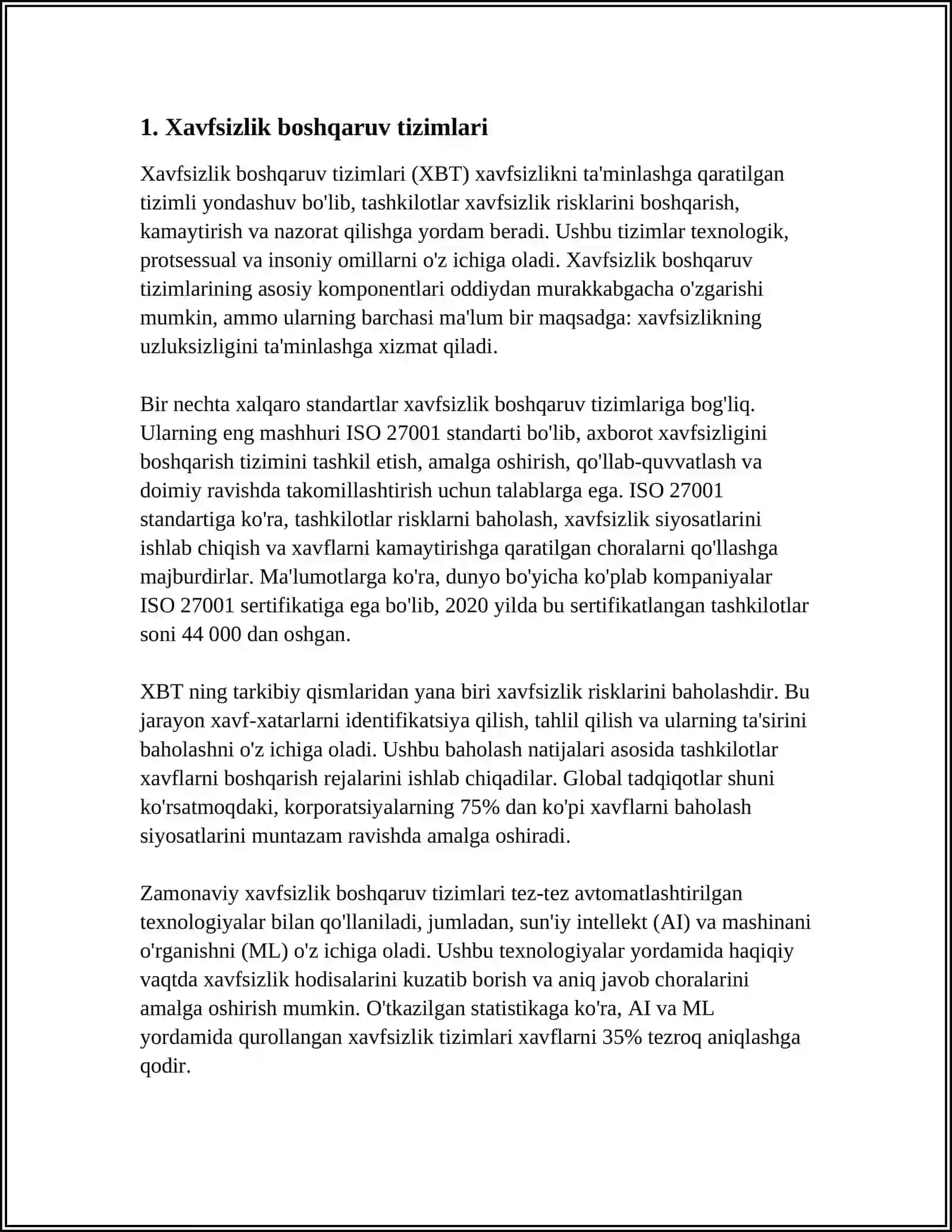 XAVFSZLIK STANDARTLARI 3