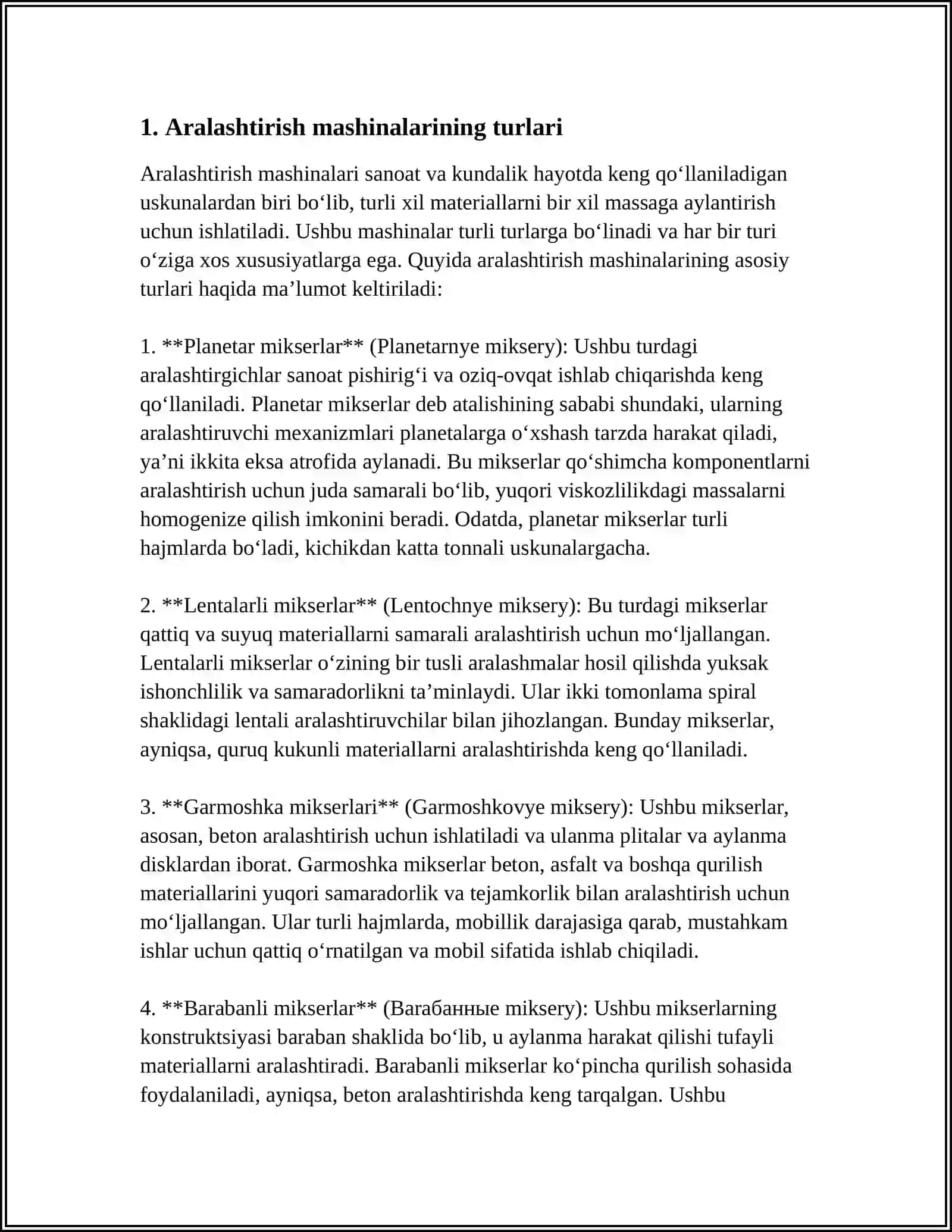 ARALASHTIRISH MASHINALARINING QIYOSIY TAHLILI 3