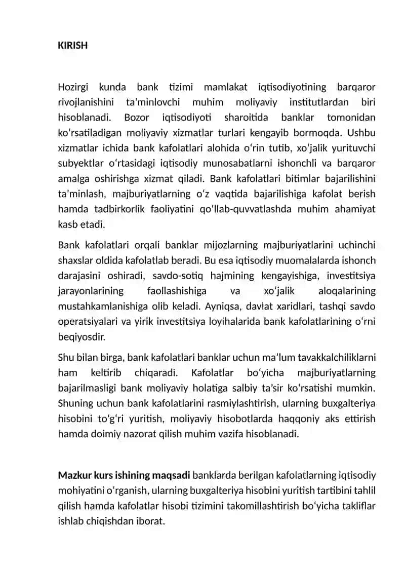 Banklarda berilgan kafolatlar hisobi 3