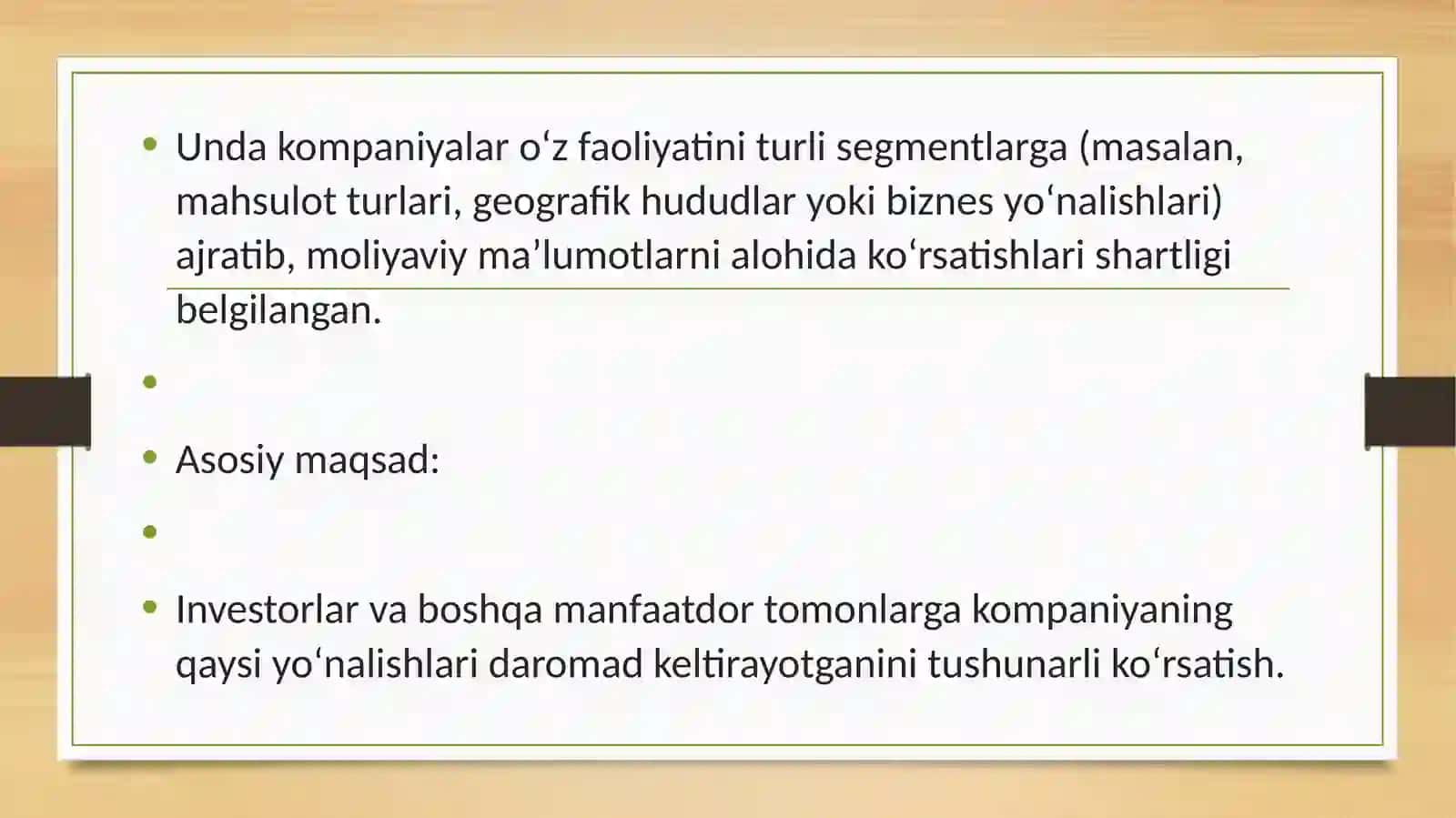 8-son MHXS (IFRS 8) – “Segmentlar bo‘yicha hisobot” 3