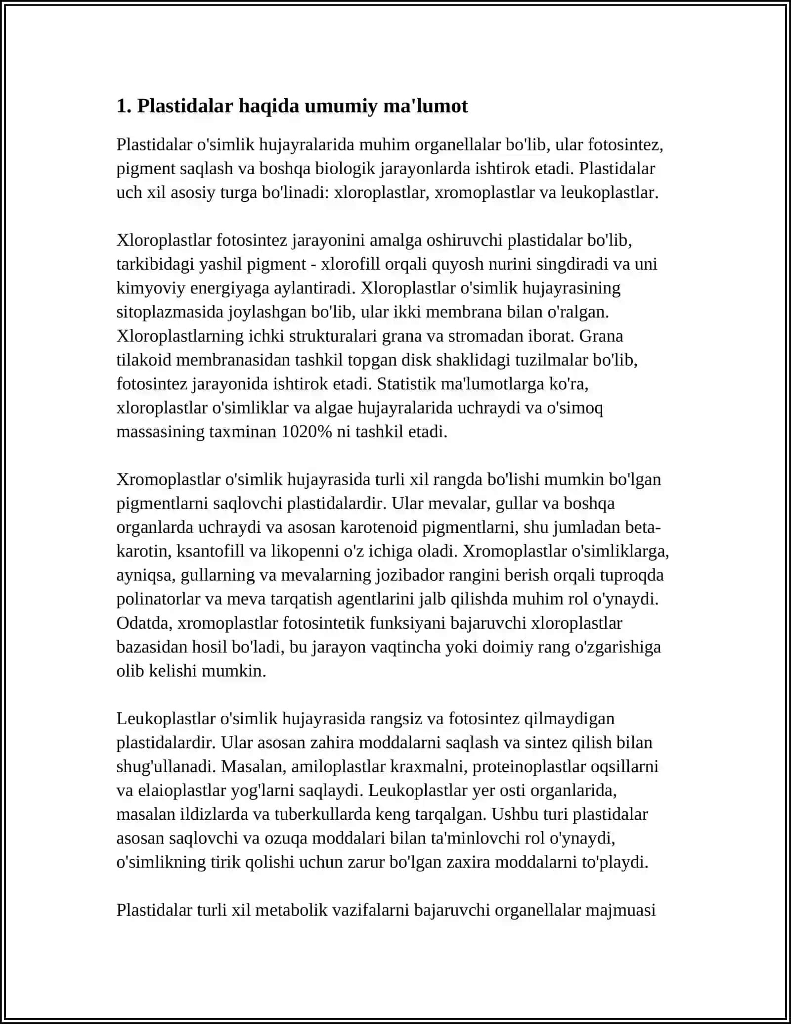PLASTIDALAR VA ULARNING TURLARI 3