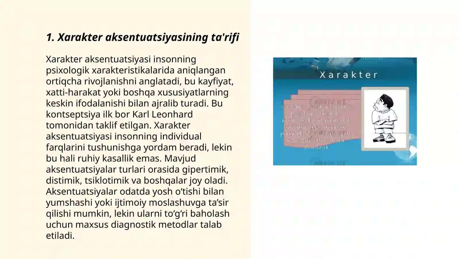 Xarakter aksentuatsiyasi mavzusida slayd 3