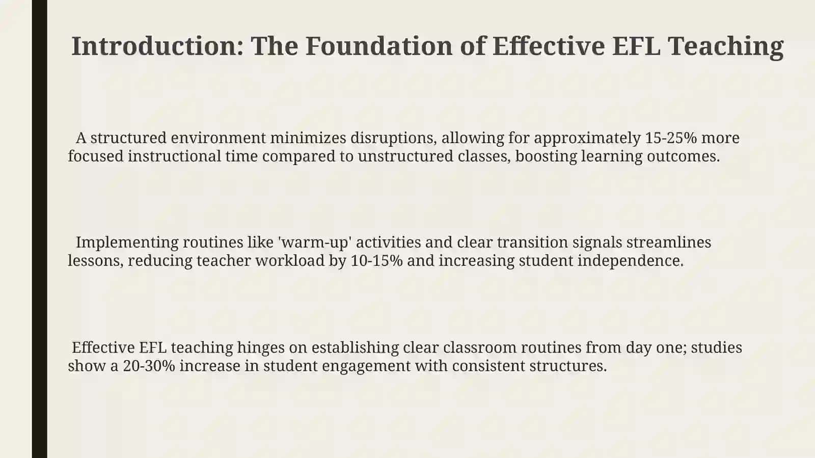 Classroom management in EFL. The importance of classroom routines 3