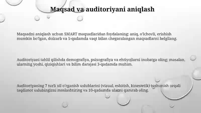 Taqdimot tayyorlash va amaliyotlar 3