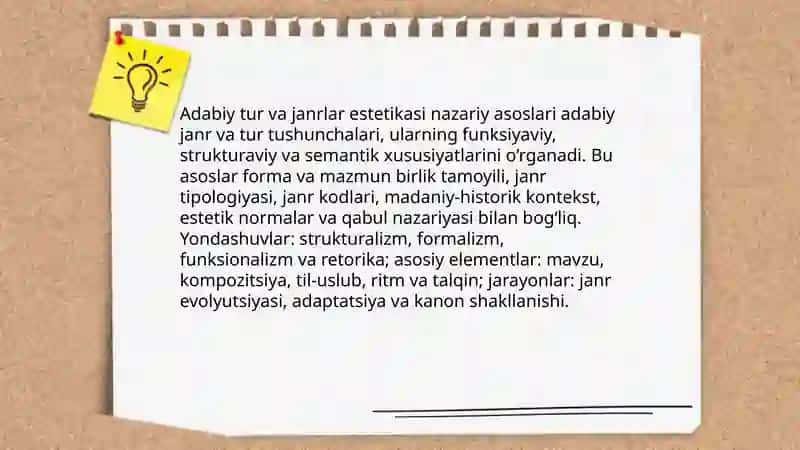 Adabiy tur va janrlar estetikasi 3
