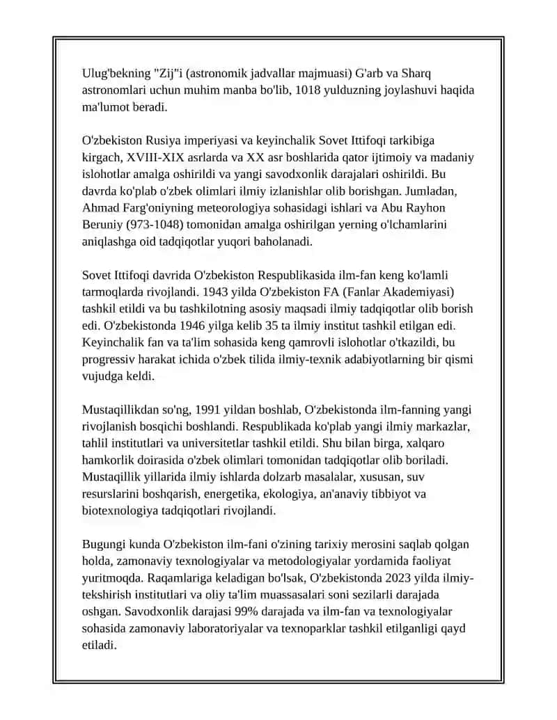 O‘ZBEKISTON ILM-FANI: YANGILANISH VA YUTUQLAR 3