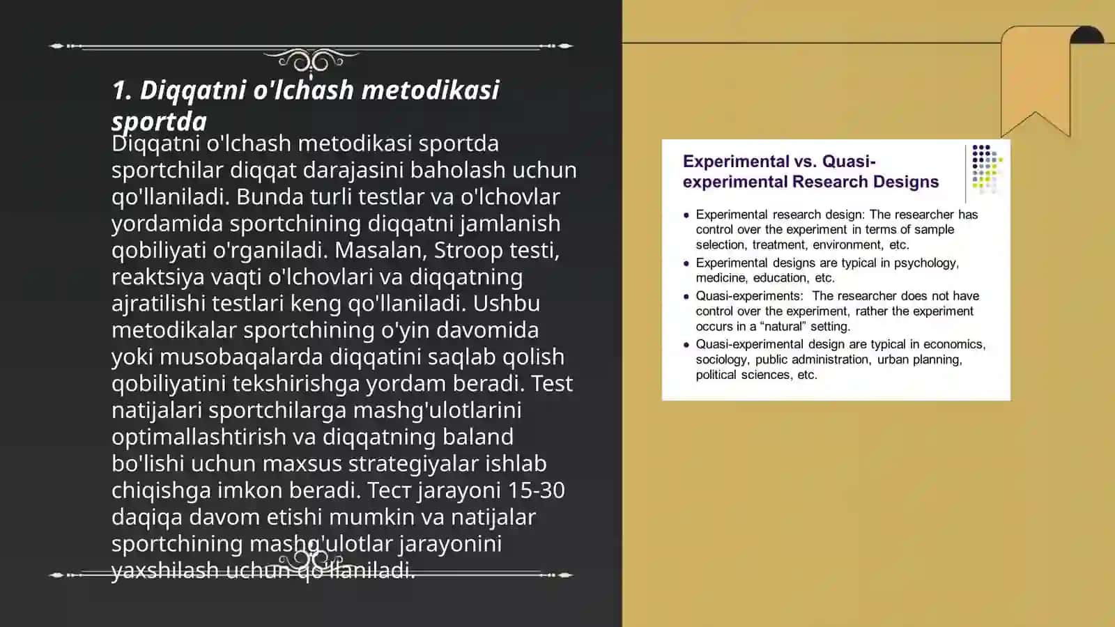 Diqqatni o'lchash metodikasi sportda 3
