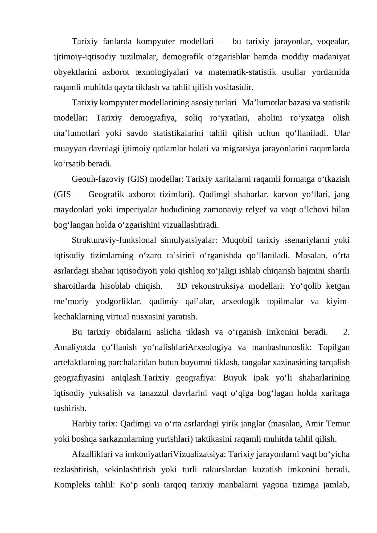 TARIXIY FANLARNING KOMPYUTER MODELLARI 3