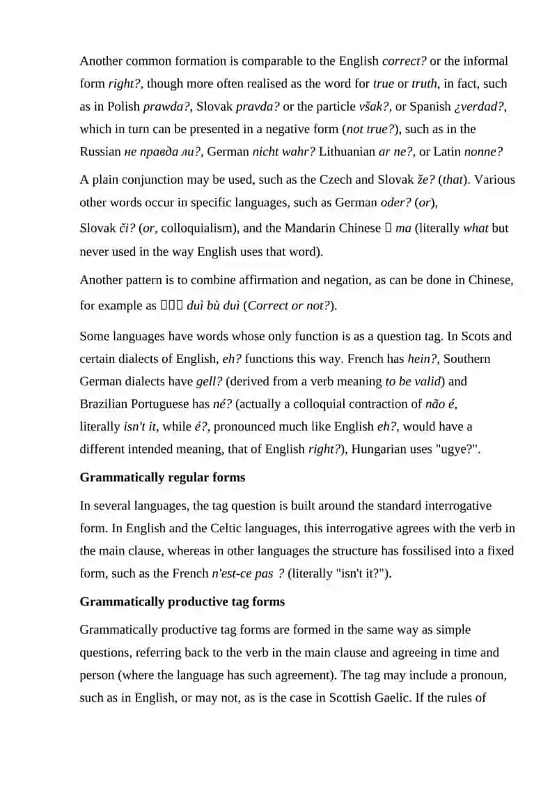 Tag questions 3