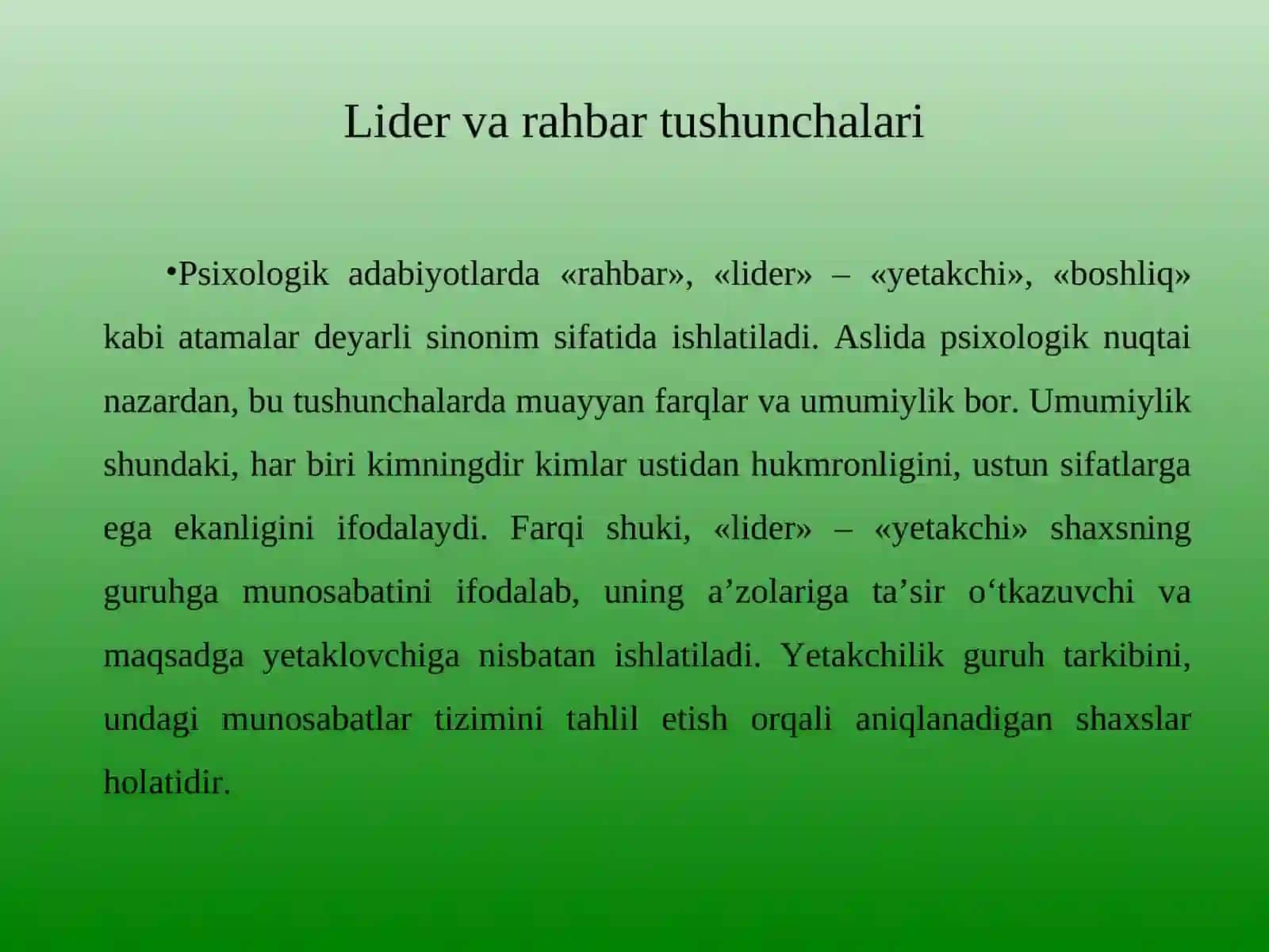 Rahbarlik va liderlikning ijtimoiy psixologiyasi 3