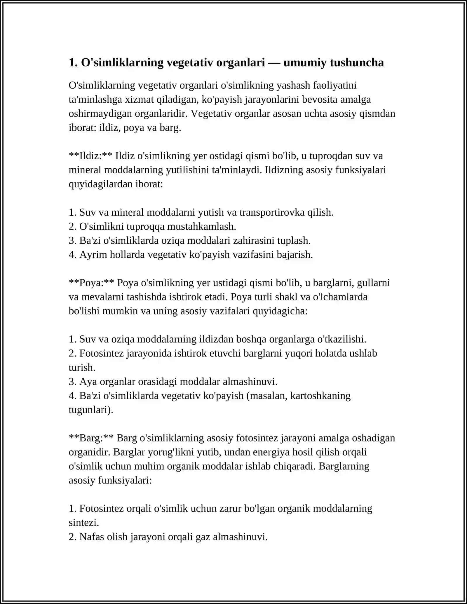 O'Simliklarning Vegetativ Organlari 3