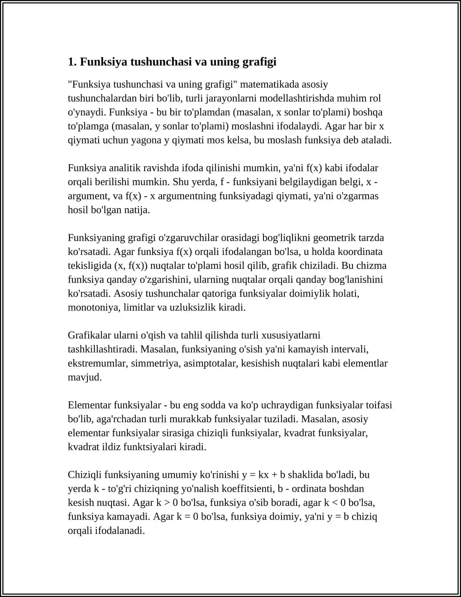 ASOSIY ELEMENTAR FUNKSIYALAR VA ULARNING GRAFIKLARI 3