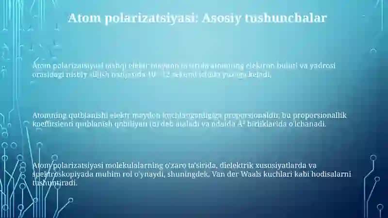 Atom qutblanishi va dipol momenti 3