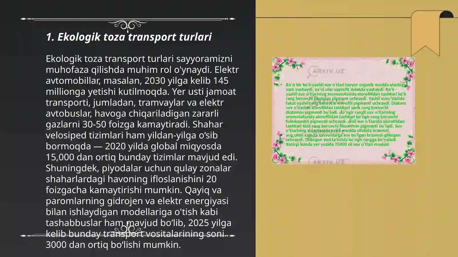 Ekologik toza transport turlari 3
