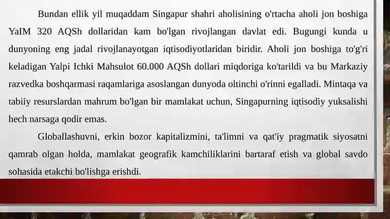 Singapur Davlatining Iqtisodiy Rivojlanishi 3