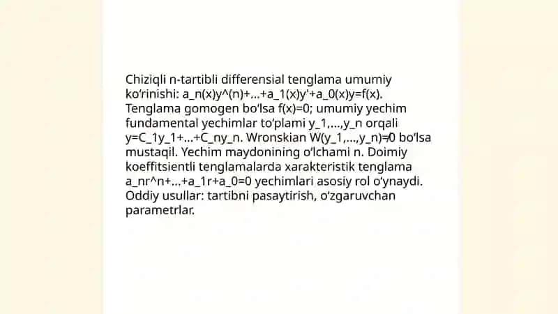 Chiziqli yuqori tartibli differensial tenglamalar 3