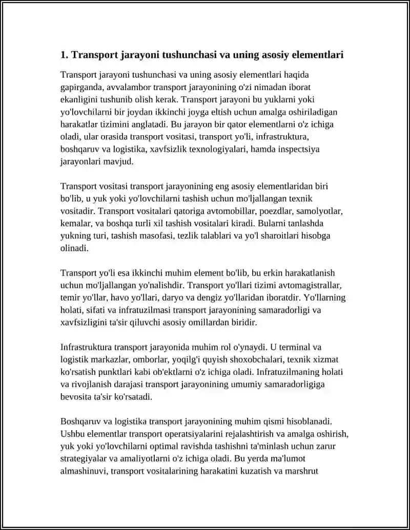 Transport Jarayoni Tushunchasi va Tashish Turlari 3