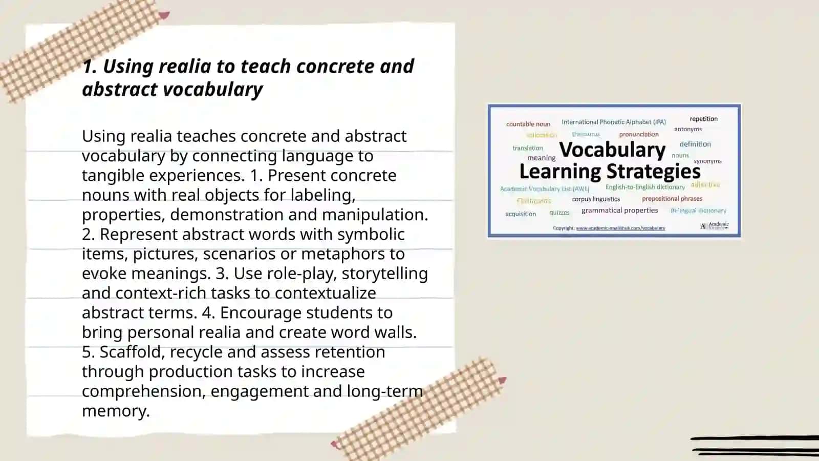 Using realia to teach concrete and abstract vocabulary 3
