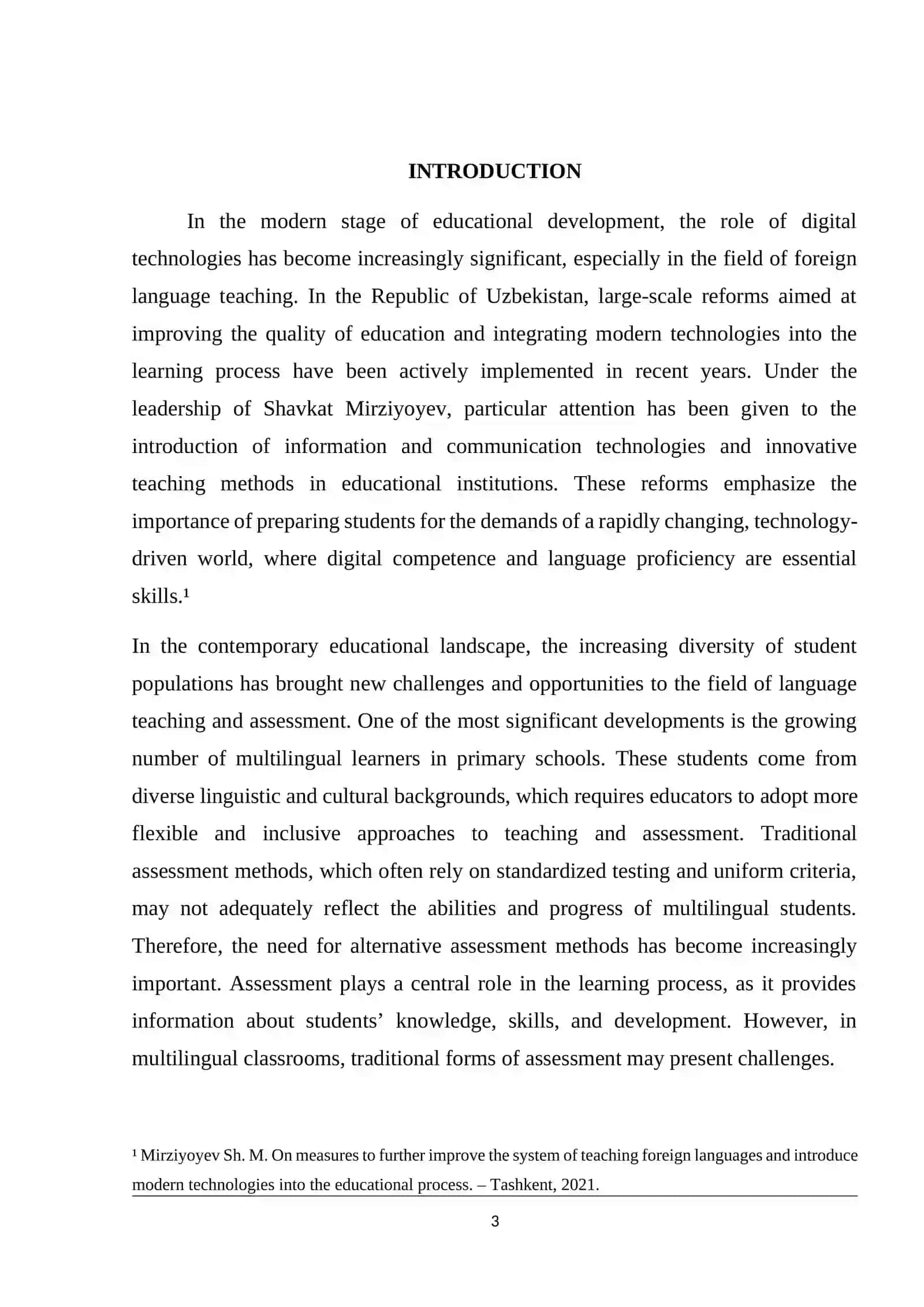 ALTERNATIVE ASSESSMENT METHODS FOR MULTILINGUAL STUDENTS IN PRIMARY SCHOOLS 3