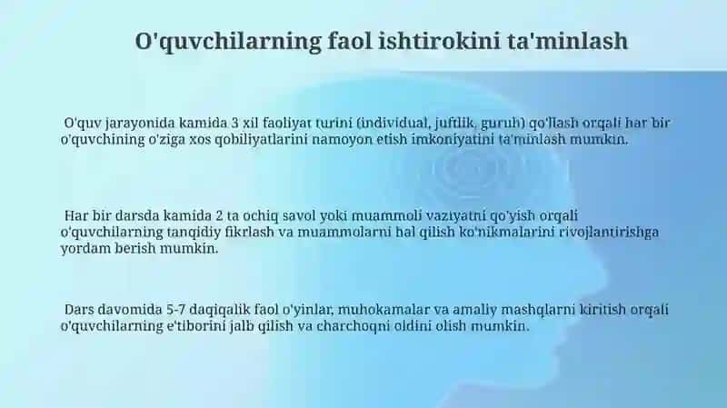 Tarbiya fani darslarini tashkil qilish 3