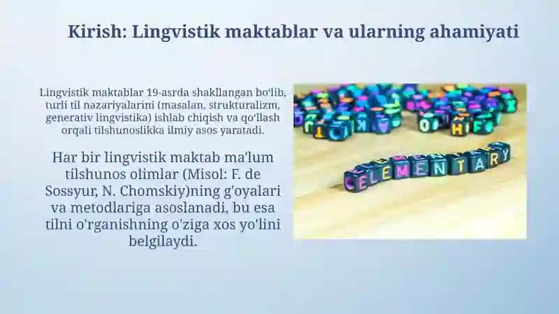 Tilshunoslik maktablari va ularning amaliy asosi 3