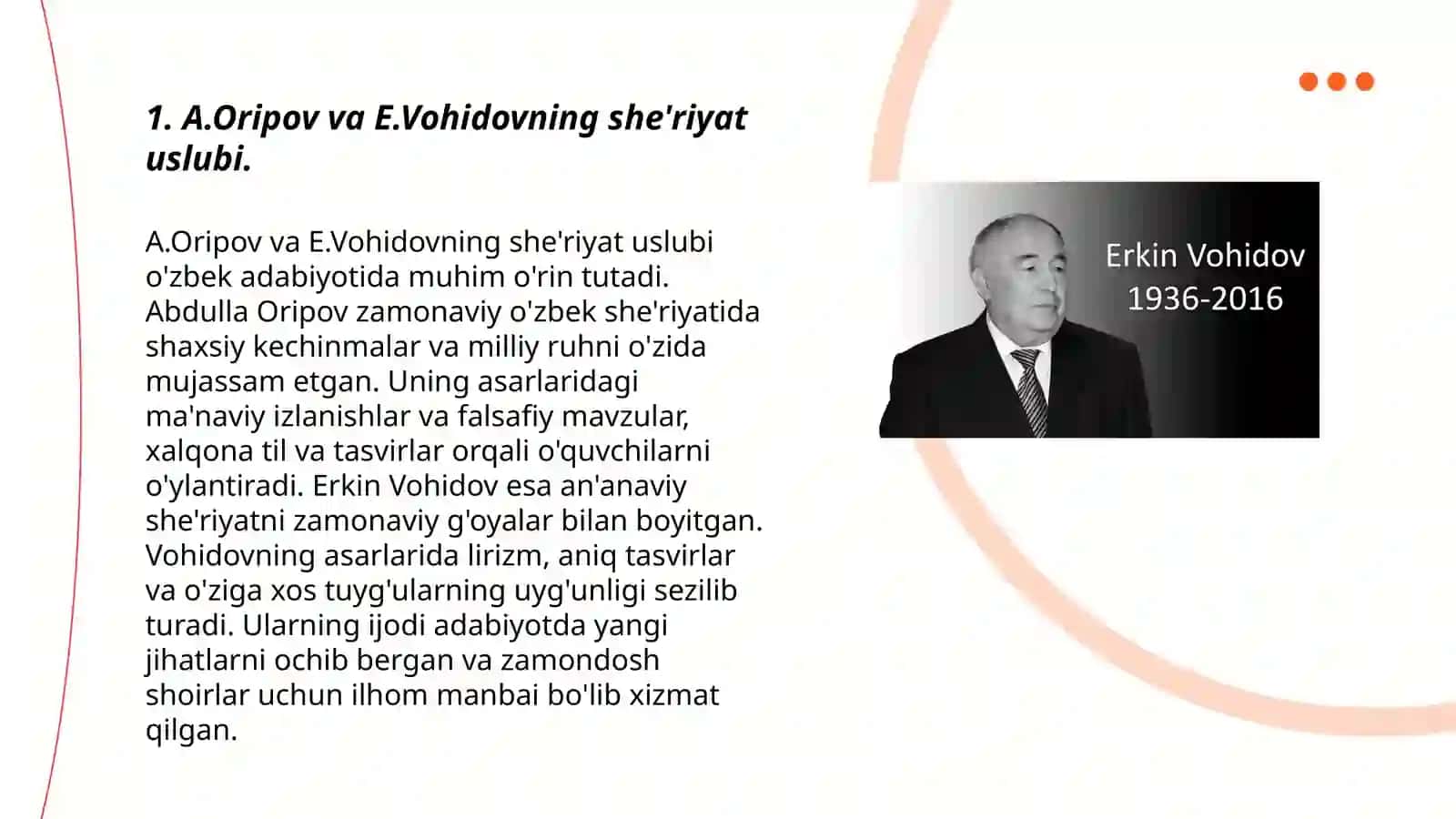 A.Oripov, E.Vohidov sher'iy to‘plamlari tahlili 3