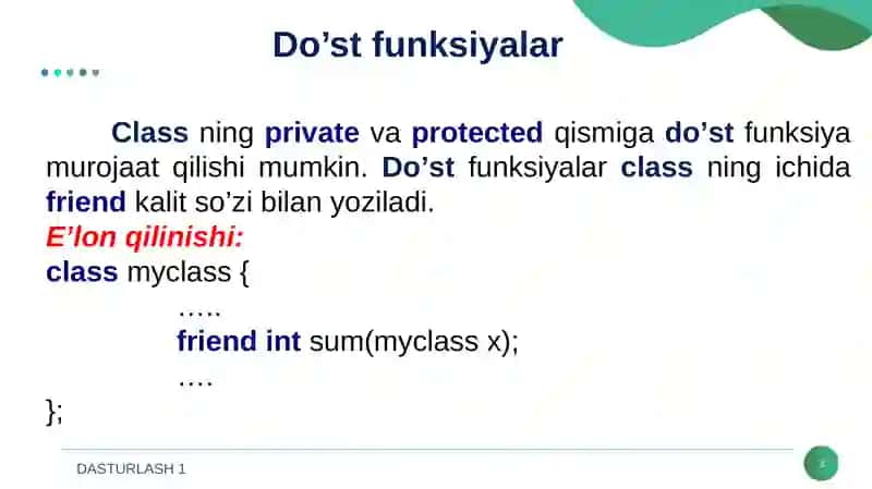 DO‘ST FUNKSIYA VA DO’ST SINFLAR 3