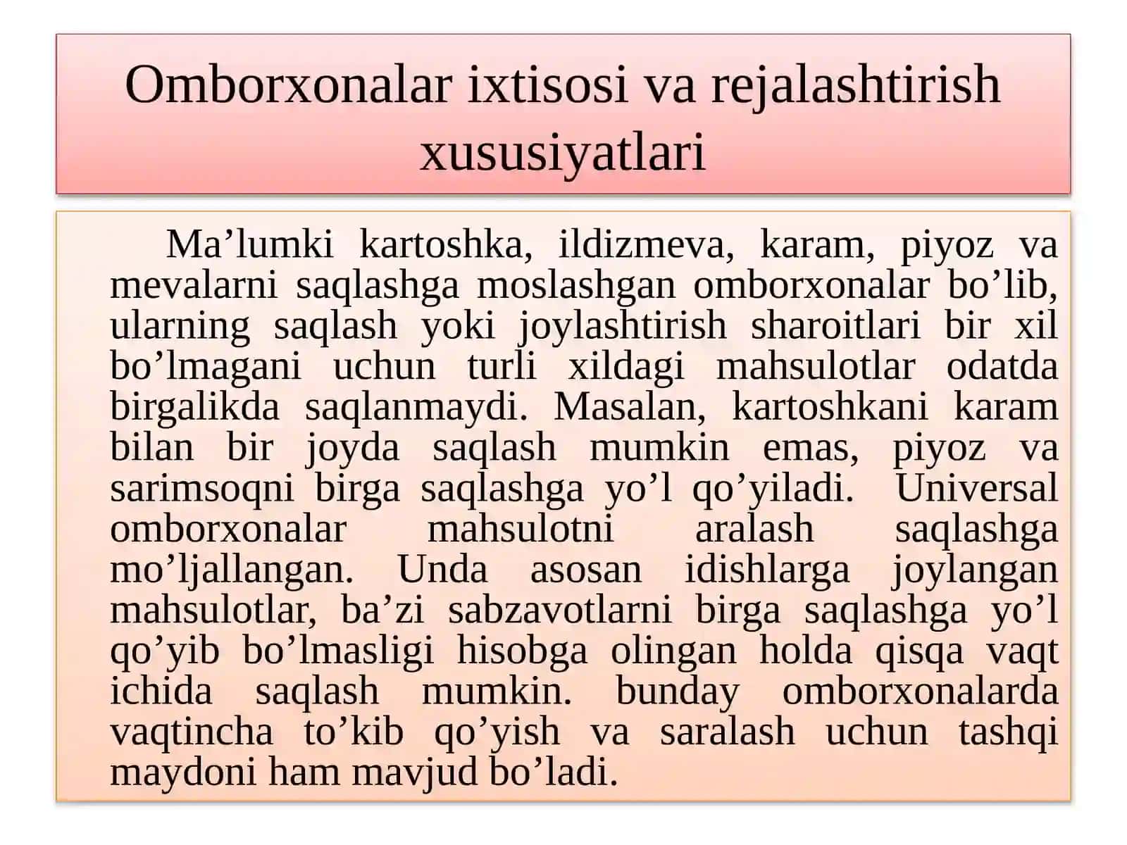 SAQLASH OMBORLARI TURLARI VATUZILISHI 3