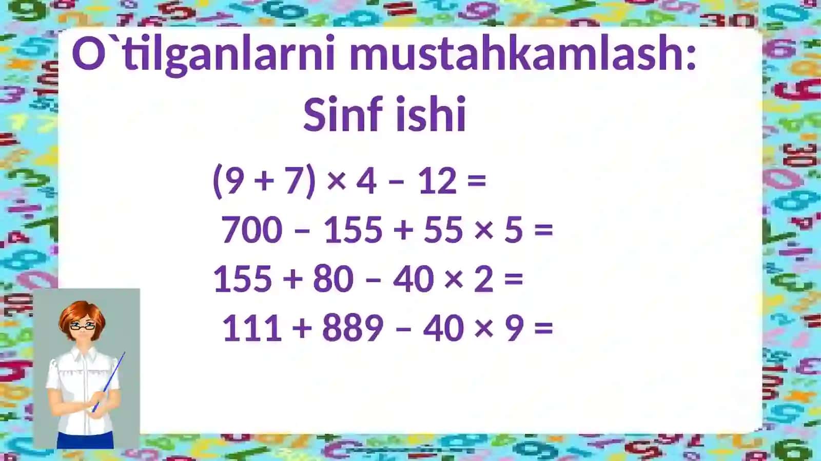 Uchxonalisonnibirxonalisongako`paytirish 3
