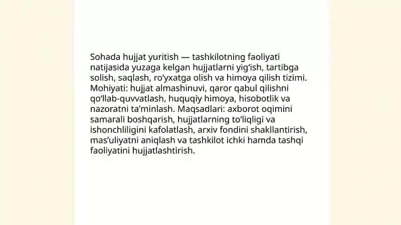 Sohada hujjat yuritish asoslari 3